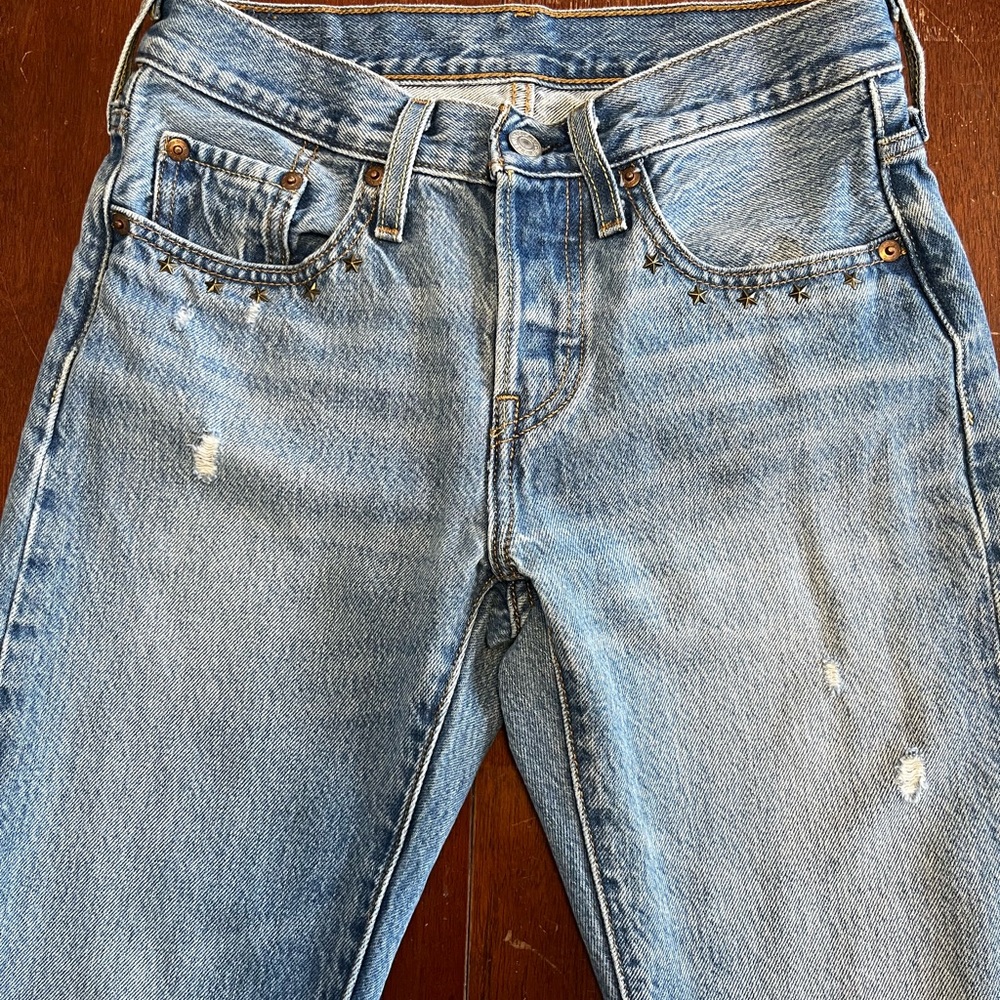 Women’s Levi’s 501 tapered jeans, star studding detailing - size 24